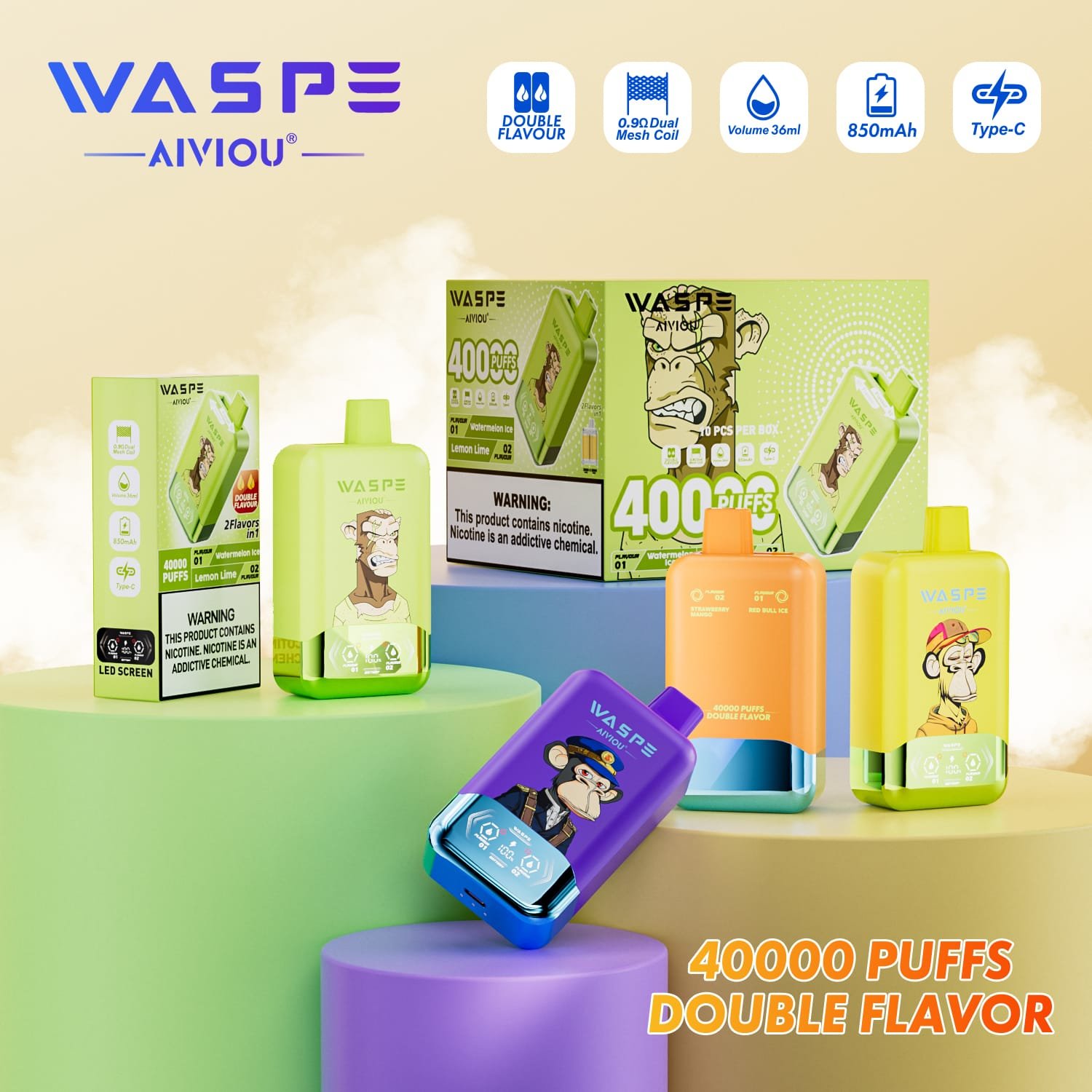 WASPE 40K Twins 40000 Puffs | 36mL, dual mesh, 0%-5% nicotine, dual flavor, bulk disposable vape - Image 18