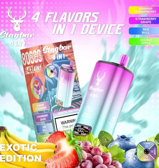 Stag Bar 4-in-1 80K | quad flavor 48ml mega LCD screen bulk disposable vape wholesale - Image 13
