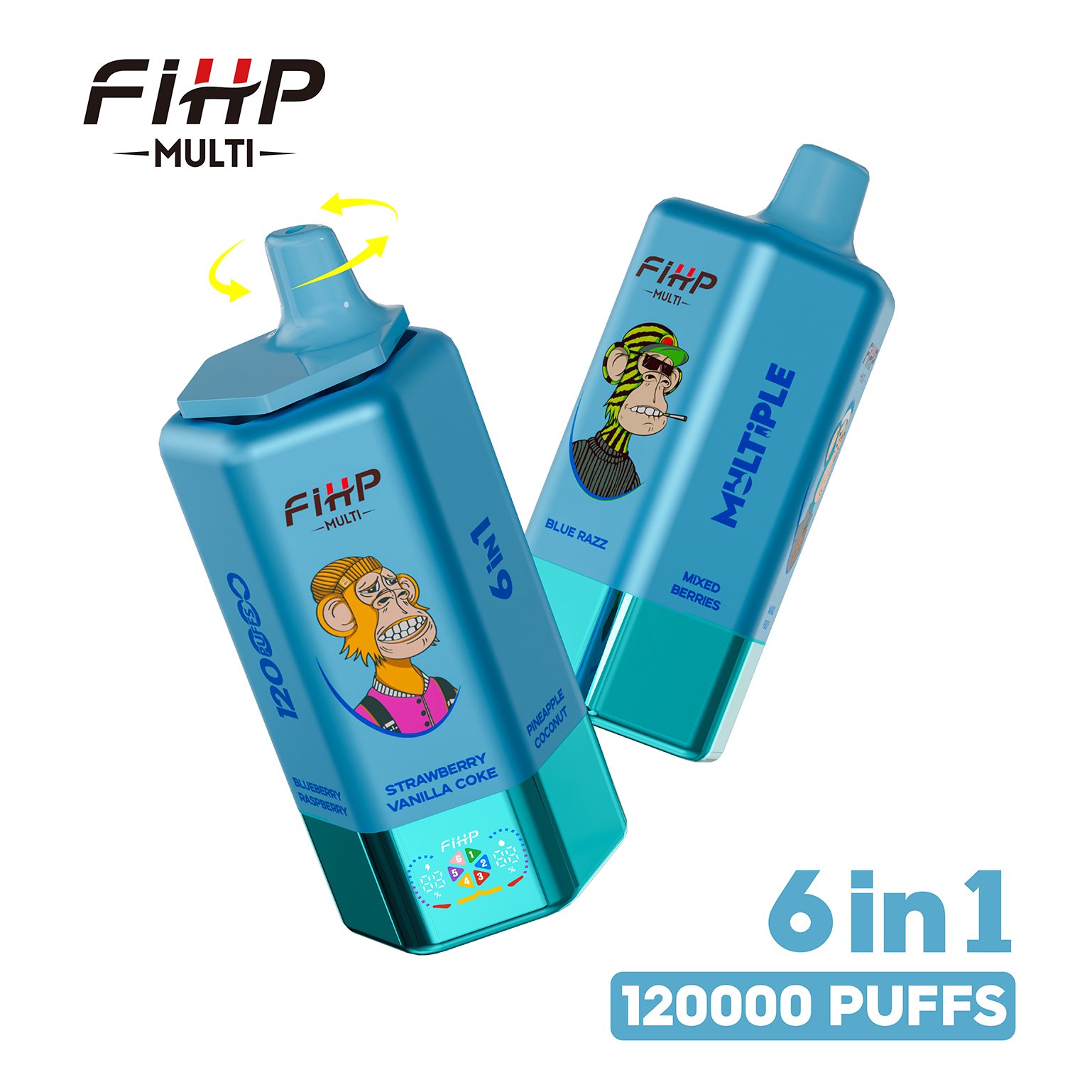 FIHP 120K 6-in-1 120000 Puffs | led screen multi-flavor 64ml high puff count bulk disposable vape – Bild 12
