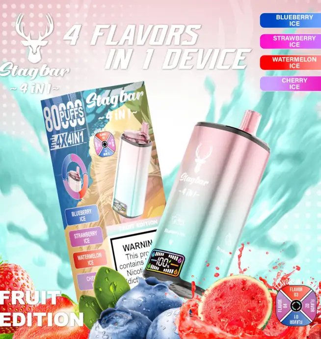 Stag Bar 4-in-1 80K | quad flavor 48ml mega LCD screen bulk disposable vape wholesale - Image 12