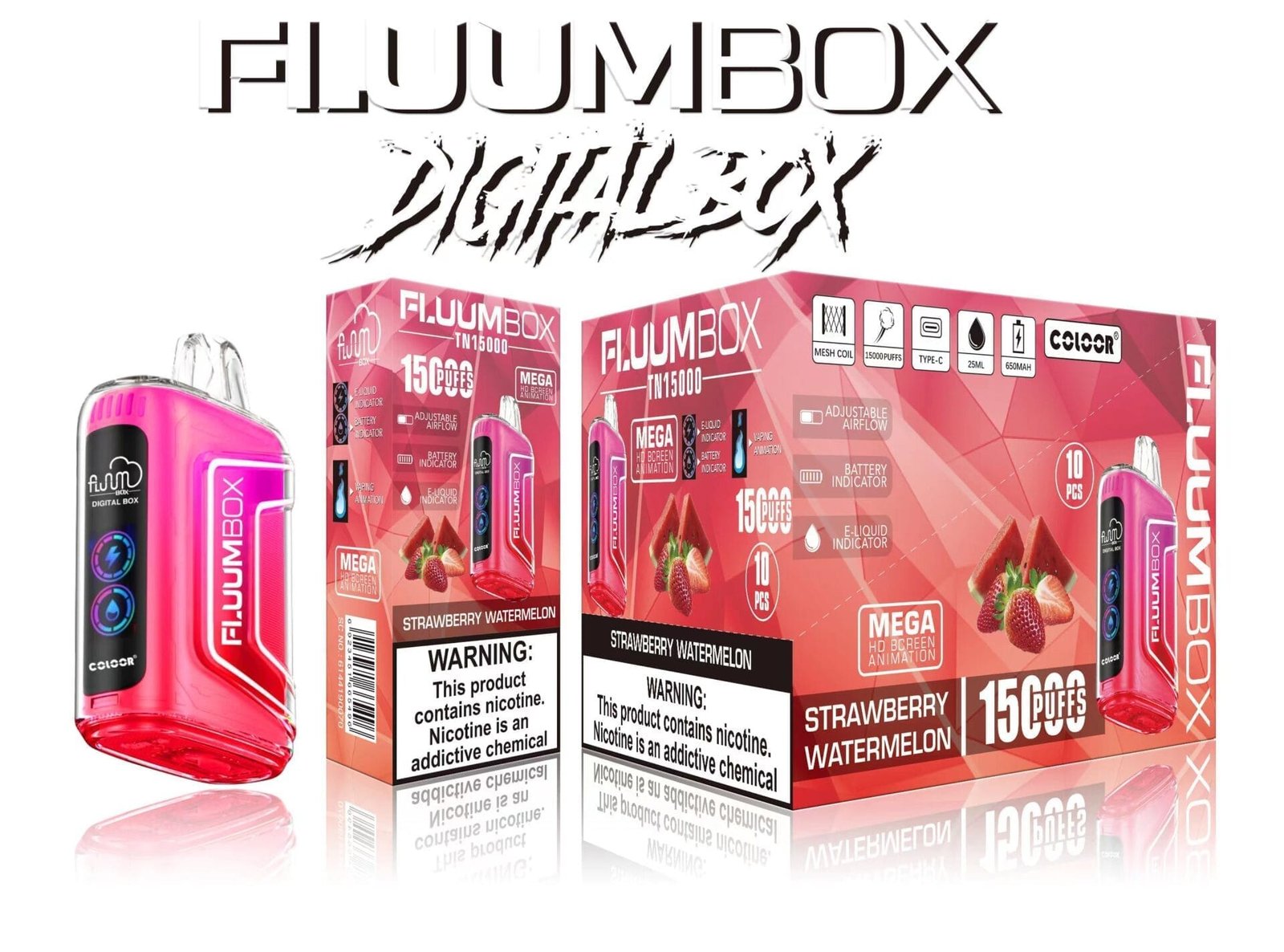 Fluum Digital Box TN 15000 Puffs | 0%-5% nicotine, rechargeable pen, bulk disposable vape – Bild 13