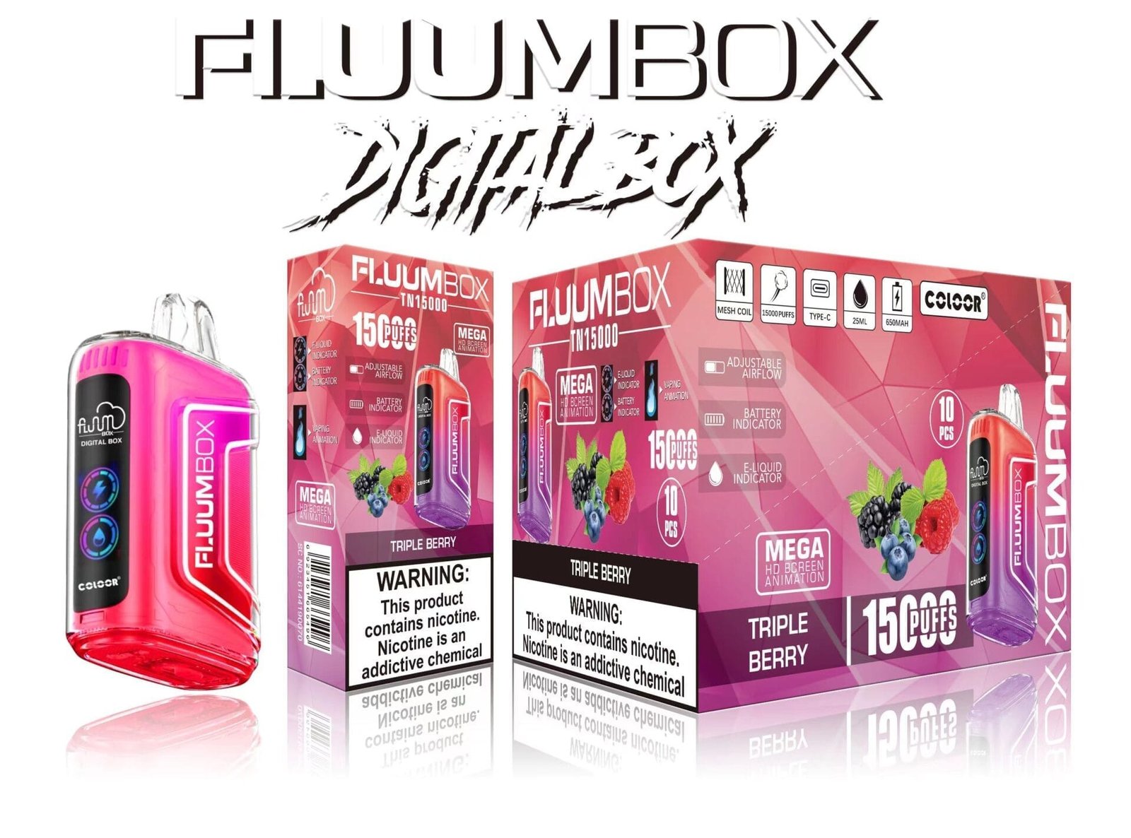 Fluum Digital Box TN 15000 Puffs | 0%-5% nicotine, rechargeable pen, bulk disposable vape – Bild 12