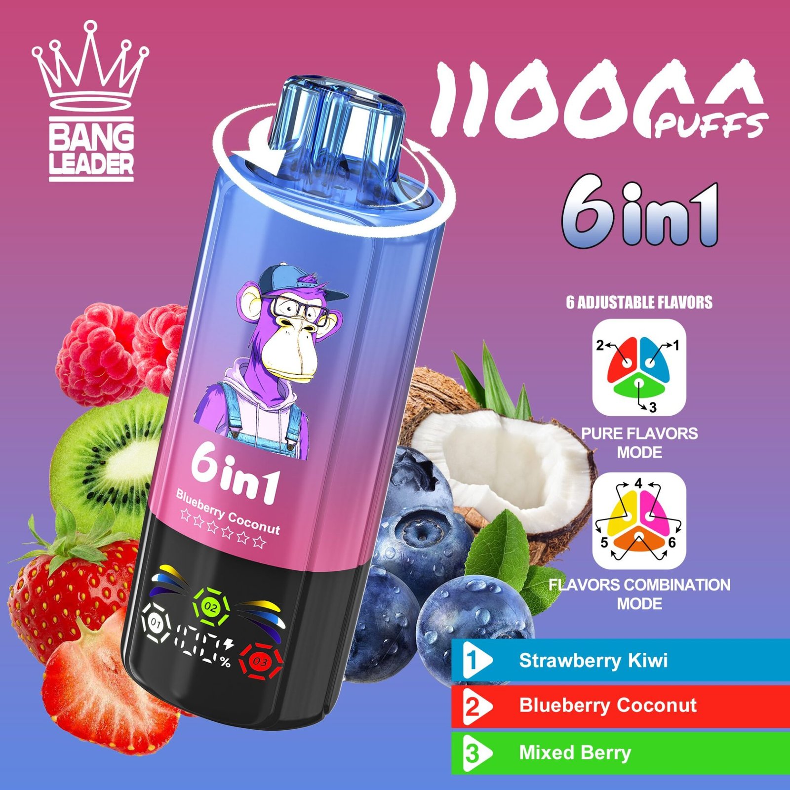 Bang Blaze 100K 6-in-1 100000 Puffs | triple tank bulk disposable vape with led screen - Image 16