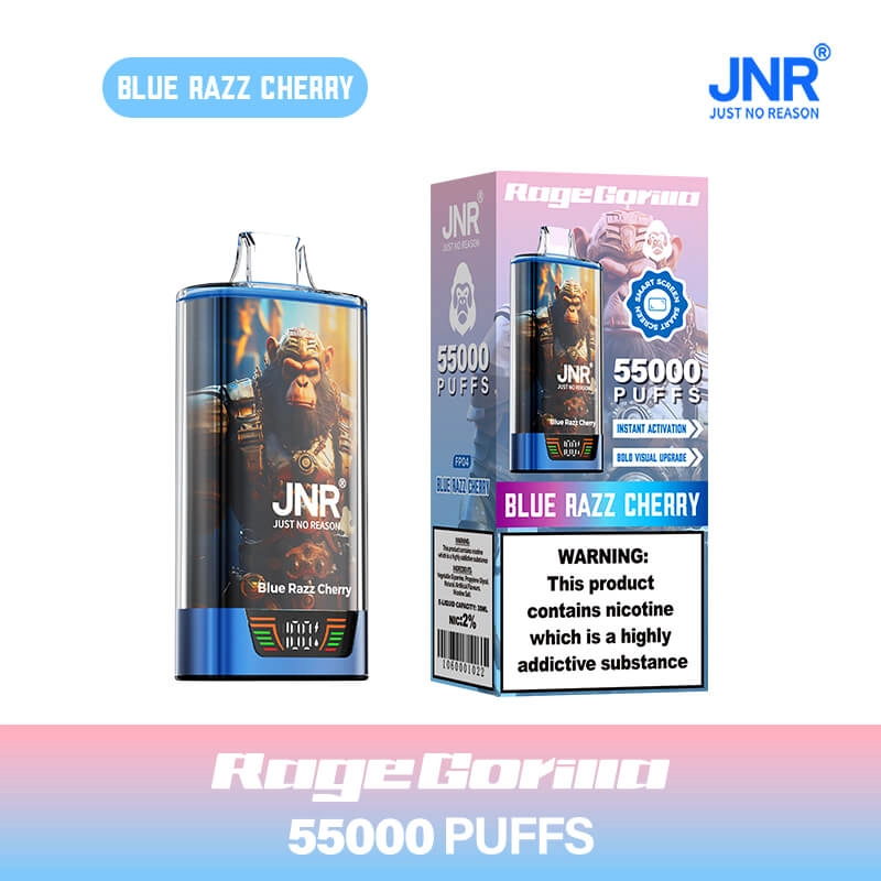 JNR 55K Puffs Blue Razz Cherry Disposable Vape, 55000 Puffs Colorful Vape Pen