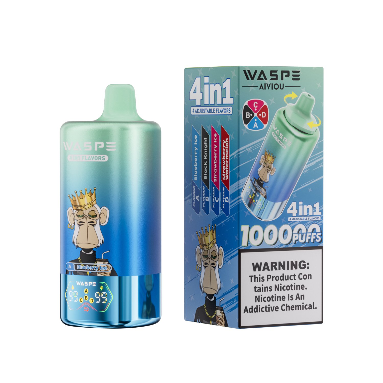 WASPE 4-in-1 100000 Puffs | multi-flavor disposable vape with led display 💨 (1 piece trial pack available) - Image 12