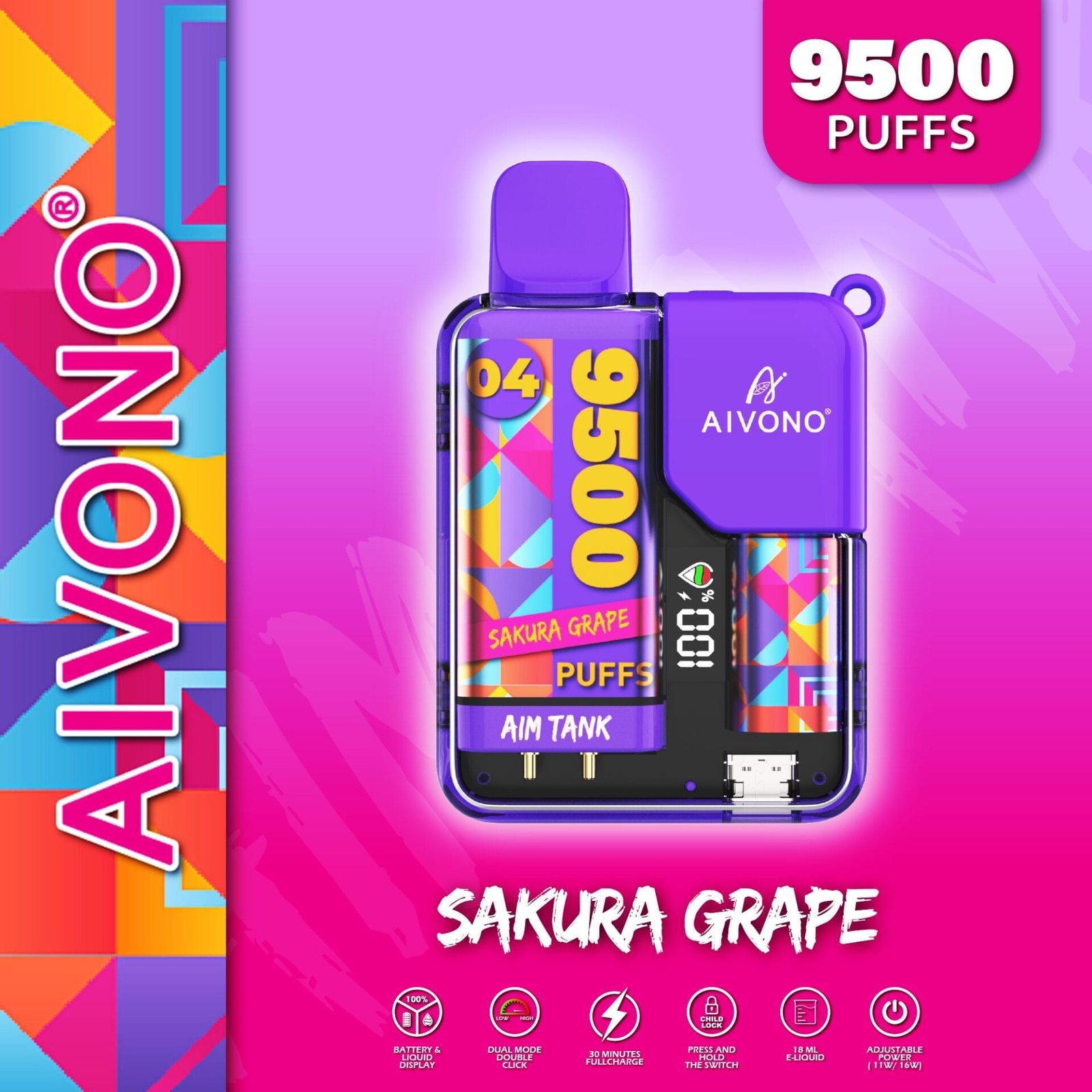 AIVONO AIM TANK 9500 Puffs | 0% to 5% nicotine bulk buy wholesale - Image 16