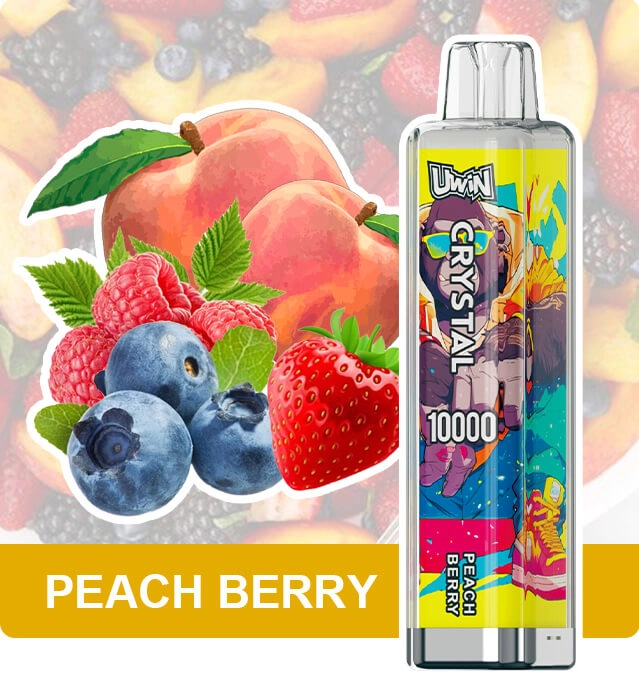 Uwin Crystal 10000 puffs Peach Berry disposable vape, peach and berry fruit blend high puff e-cigarette for EU wholesale