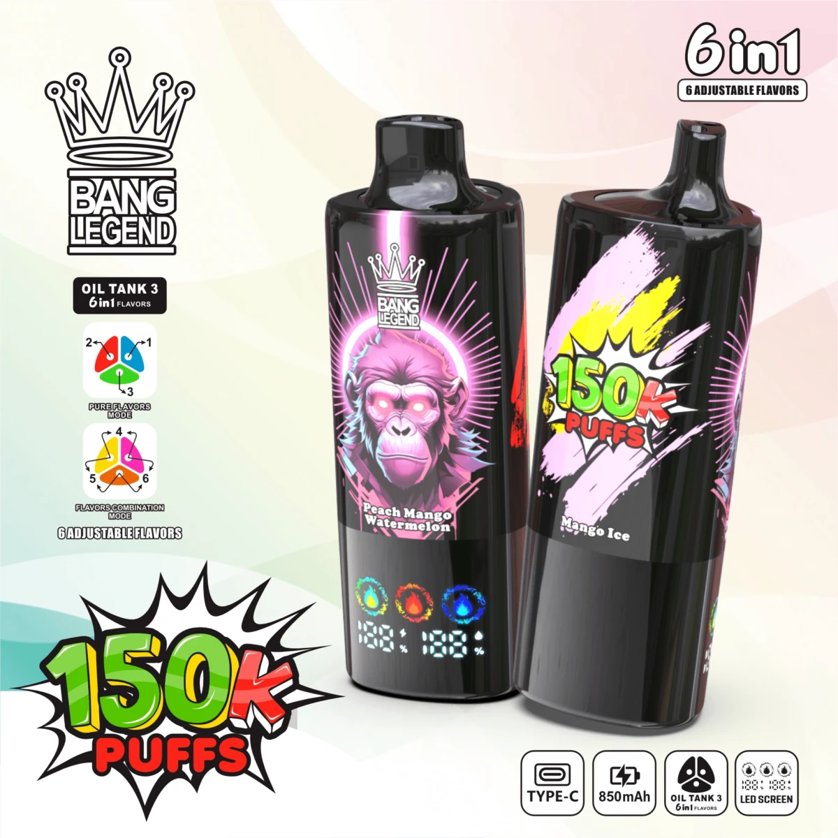 BANG LEGEND 15000 Puffs 6 in 1 Disposable Vape | Mixed Berries Flavor
