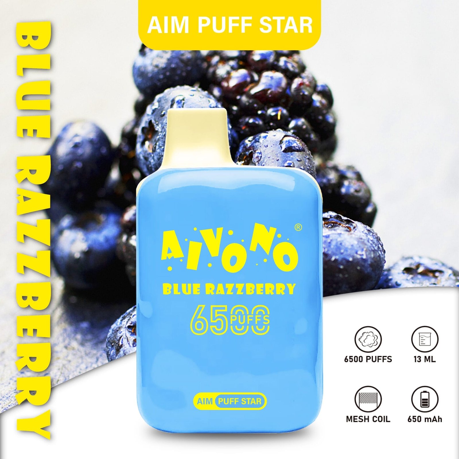 AIVONO Aim Puff Star 6500 Puffs | 0%-5% nicotine, 13mL, bulk disposable vape – Bild 7