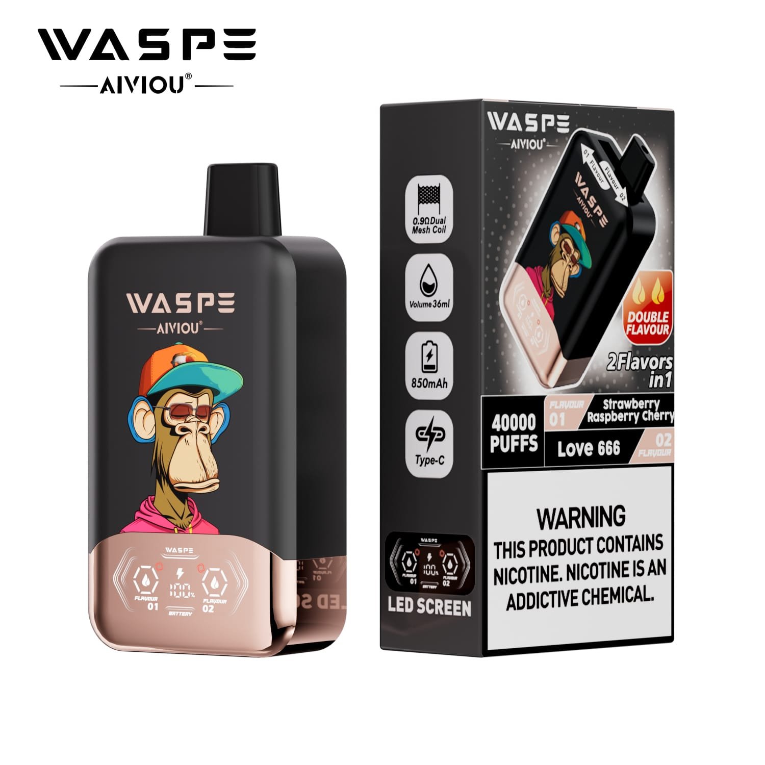 WASPE 40K Twins 40000 Puffs | 36mL, dual mesh, 0%-5% nicotine, dual flavor, bulk disposable vape - Image 14