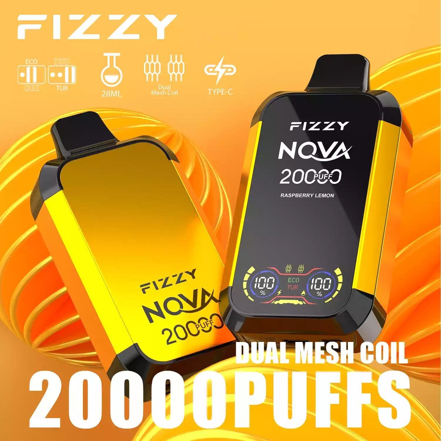 Fizzy Nova 20000 Puffs | dual mesh coil, LCD screen, rechargeable disposable vape bulk & wholesale - Image 12