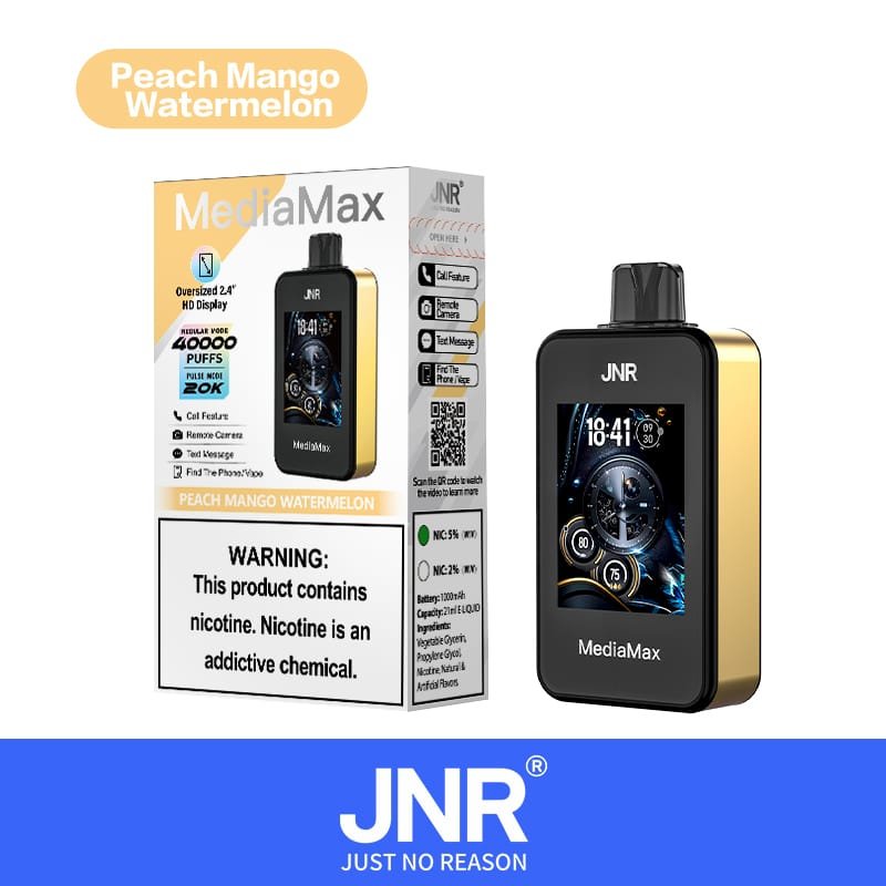 JNR Media Max 40000 Puffs | 5% nicotine, 21mL, dual mesh, 2.4” HD display, airflow control, smart - Image 5