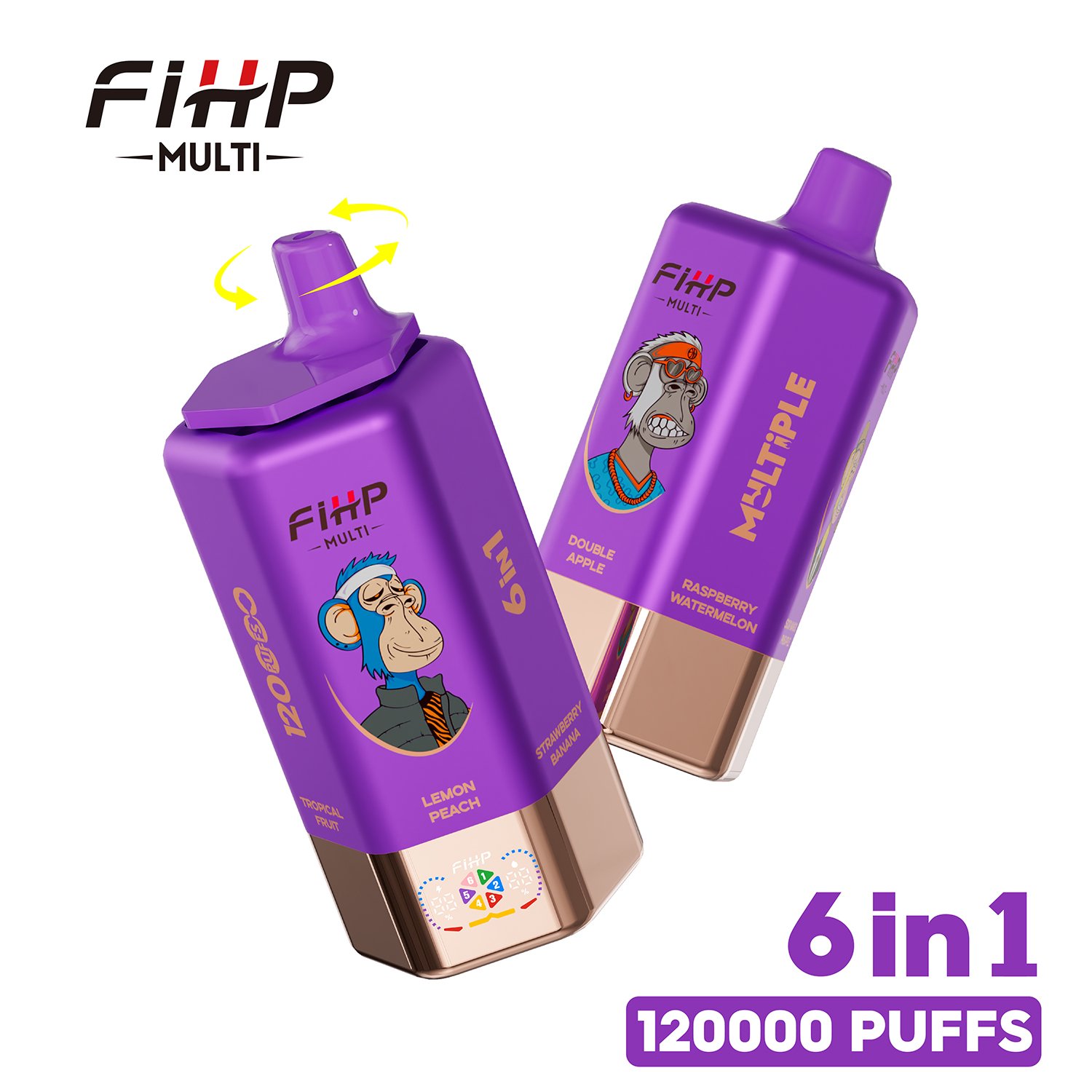 FIHP 120K 6-in-1 120000 Puffs | led screen multi-flavor 64ml high puff count bulk disposable vape – Bild 5