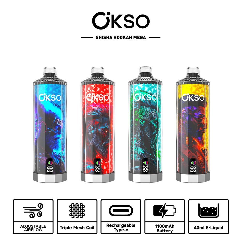 OKSO Shisha Hookah Mega 50000 Puffs | triple mesh coil, 40mL, LED display, adjustable airflow, bulk disposable vape – Bild 6