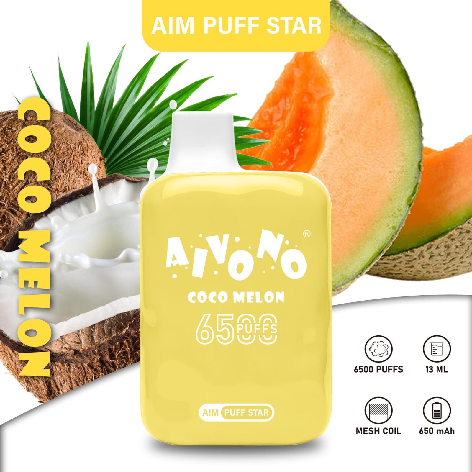 AIVONO Aim Puff Star 6500 Puffs | 0%-5% nicotine, 13mL, bulk disposable vape – Bild 5