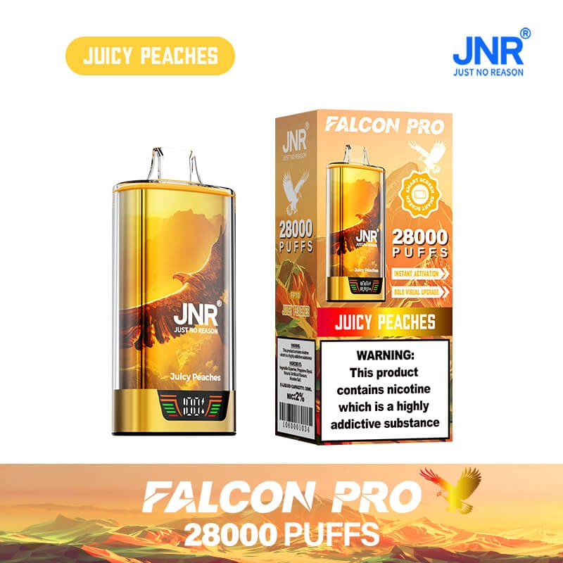 JNR Falcon Pro 28000 Puffs Disposable Vape Juicy Peaches Flavor, JNR 28k Puffs Vape Wholesale EU