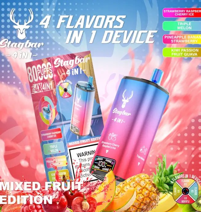 Stag Bar 4-in-1 80K | quad flavor 48ml mega LCD screen bulk disposable vape wholesale - Image 6