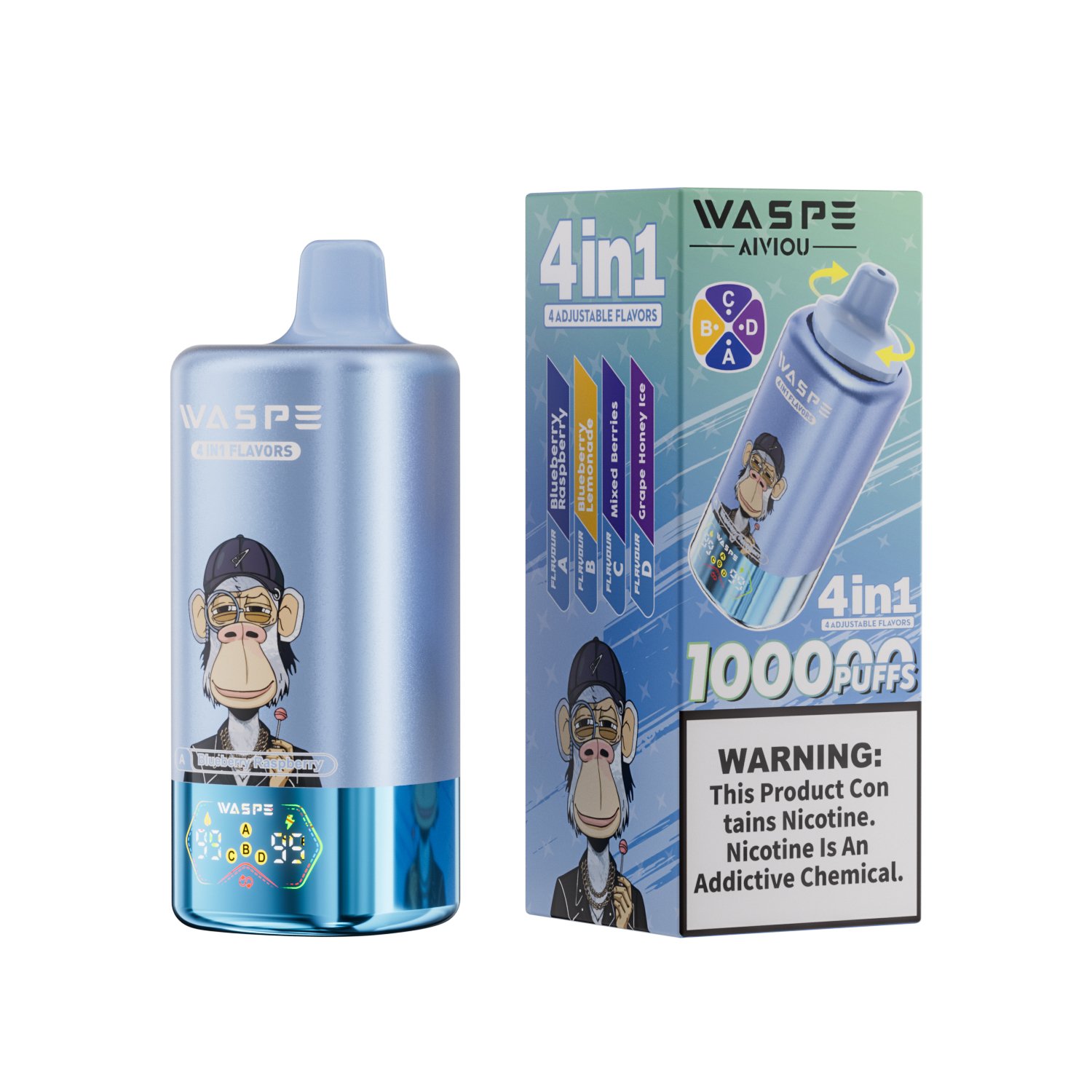 WASPE 4-in-1 100000 Puffs | multi-flavor disposable vape with led display 💨 (1 piece trial pack available) - Image 9