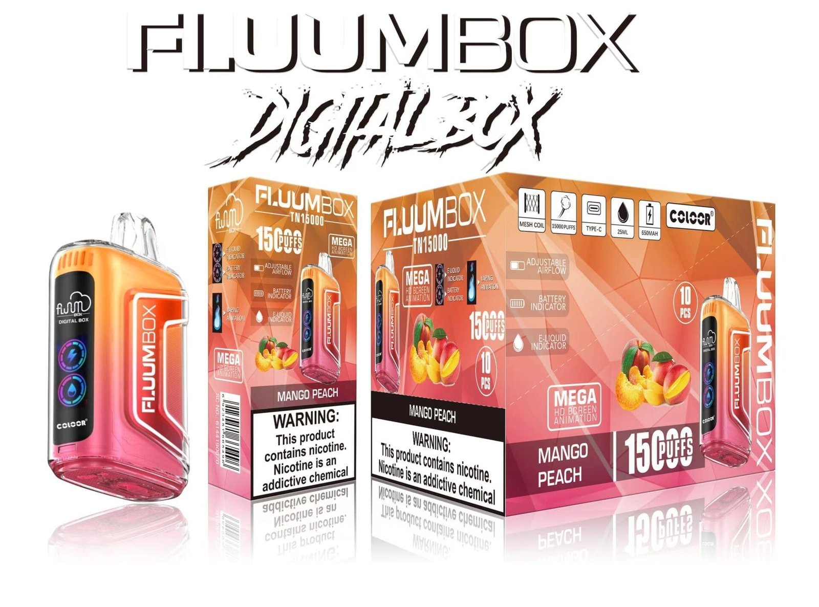 Fluum Digital Box TN 15000 Puffs | 0%-5% nicotine, rechargeable pen, bulk disposable vape – Bild 8