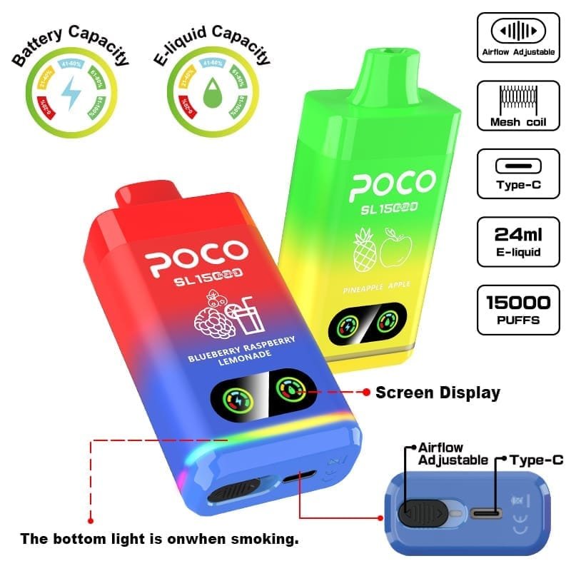 Poco SL 15000 Puffs | adjustable airflow, 0%-5% nicotine, bulk disposable vape - Image 7