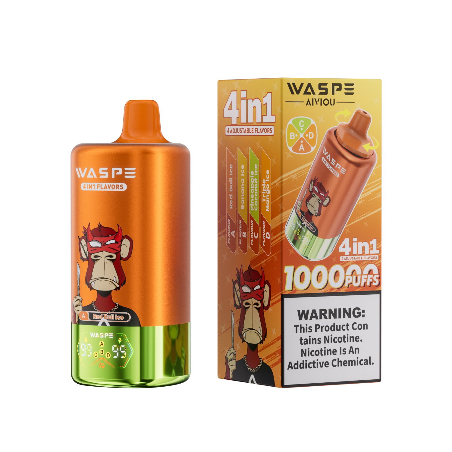 WASPE 4-in-1 100000 Puffs | multi-flavor disposable vape with led display 💨 (1 piece trial pack available) - Image 6