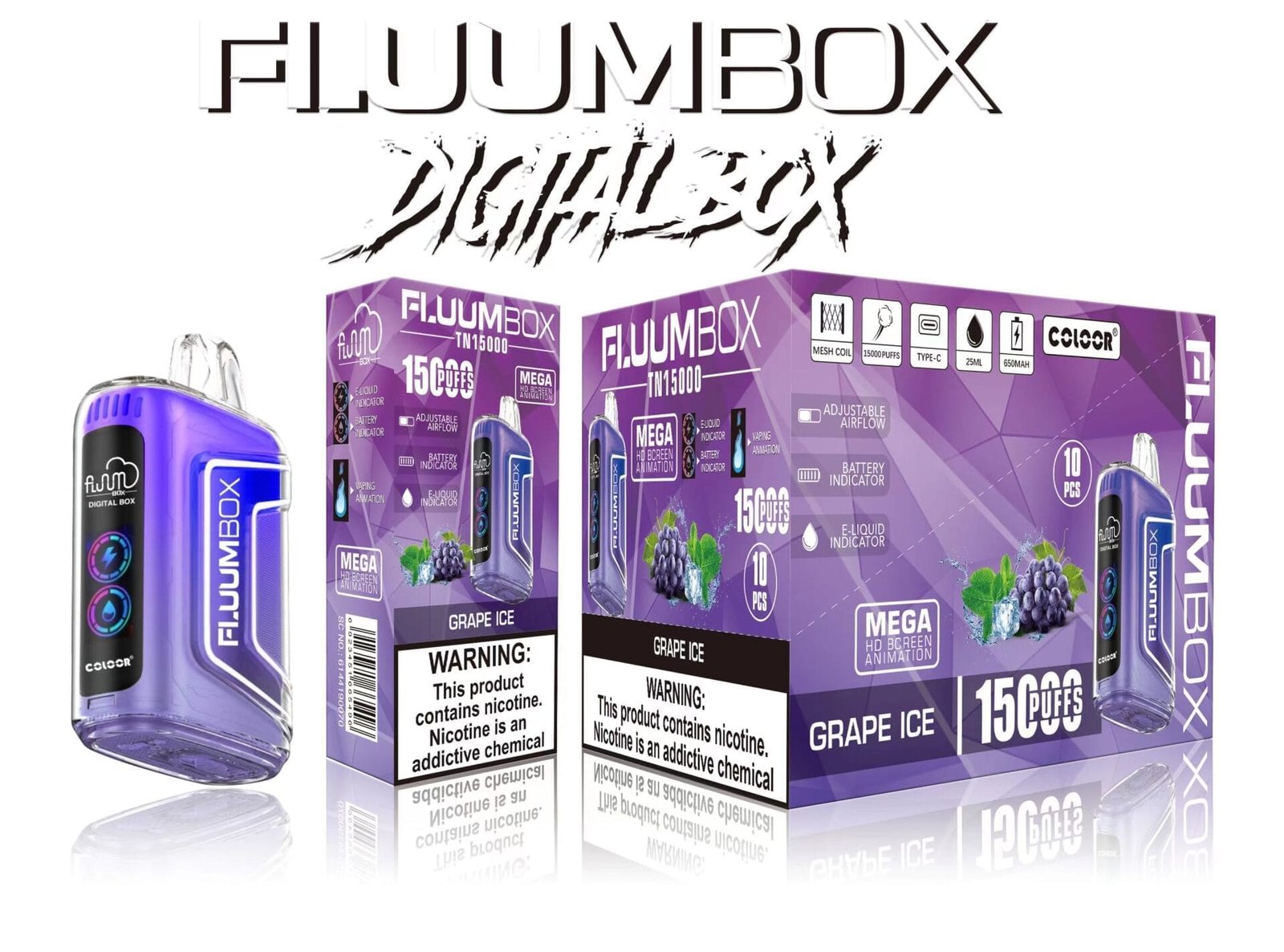 Fluum Digital Box TN 15000 Puffs | 0%-5% nicotine, rechargeable pen, bulk disposable vape – Bild 7