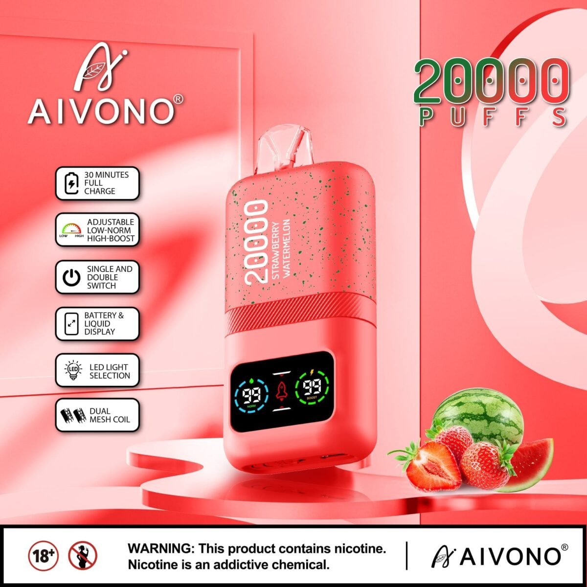 Alternative view of AIVONO AIM MAGIC 20000 Puffs | 0%-5% nicotine, 26mL, dual mesh, LCD display, bulk vape