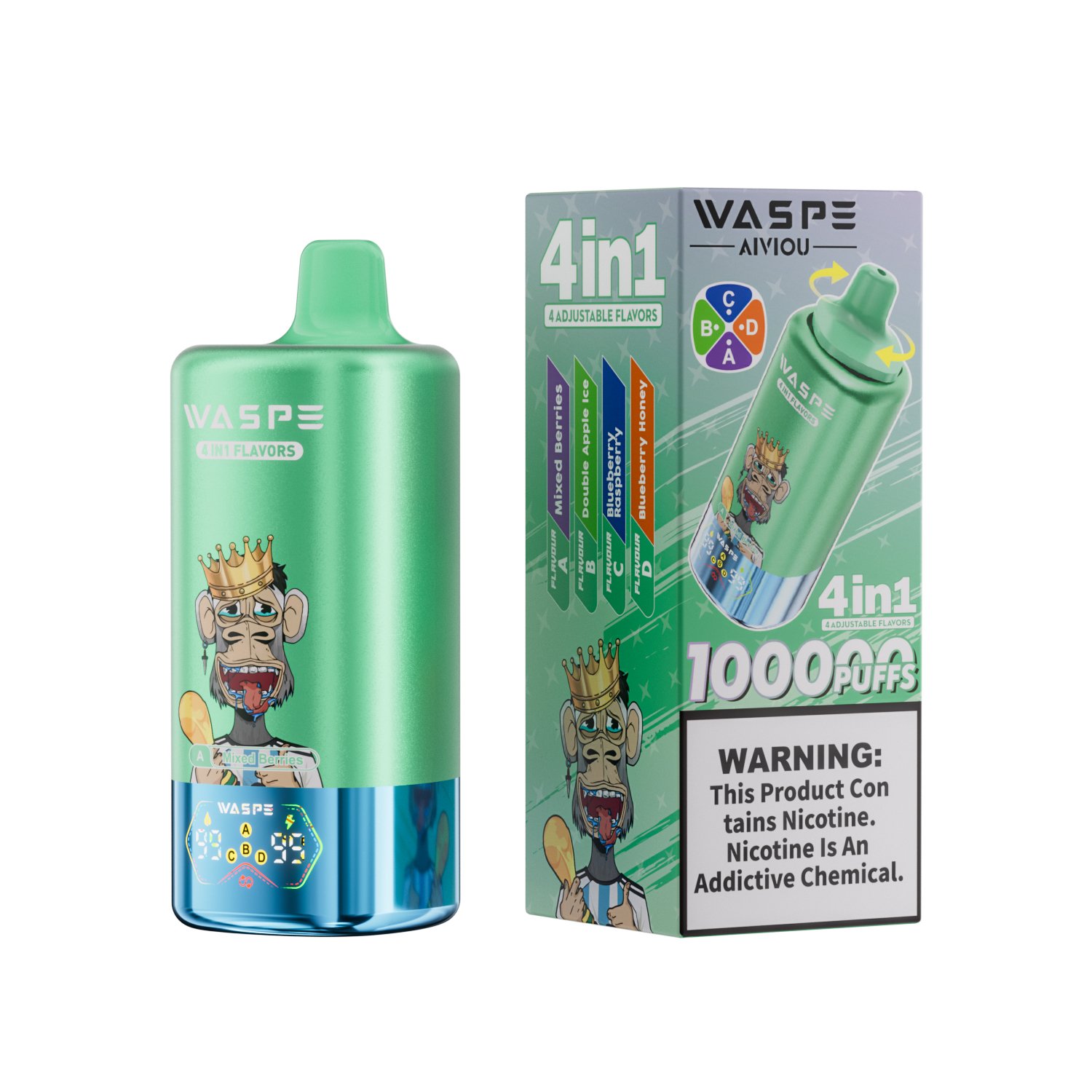 WASPE 4-in-1 100000 Puffs | multi-flavor disposable vape with led display 💨 (1 piece trial pack available) - Image 4