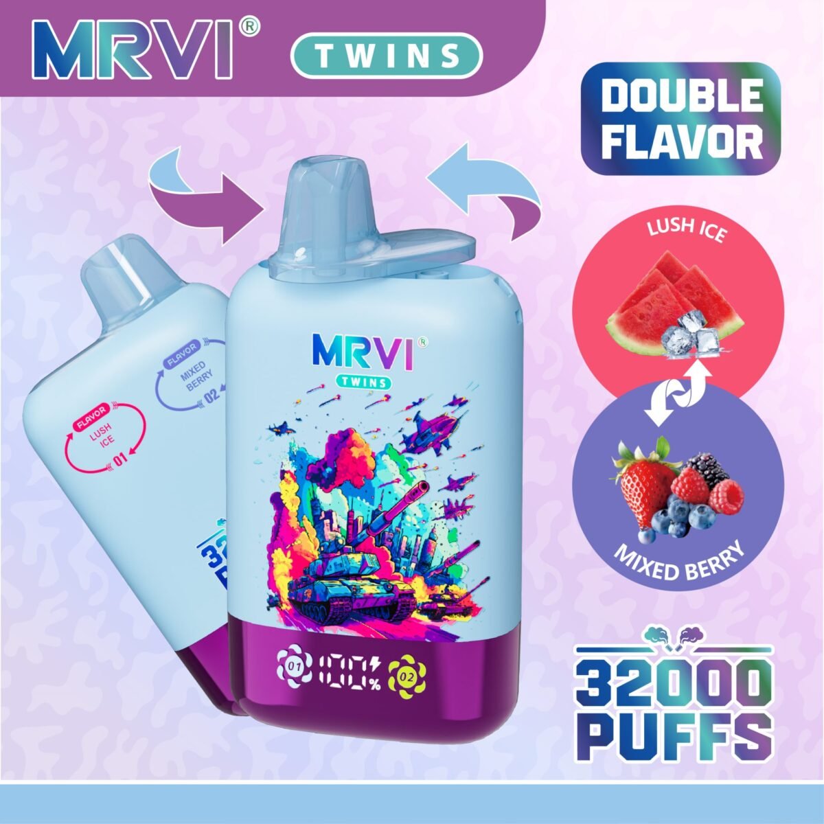 Alternative view of MRVI Twins 32K 2-in-1 32000 Puffs | double flavor bulk disposable vape