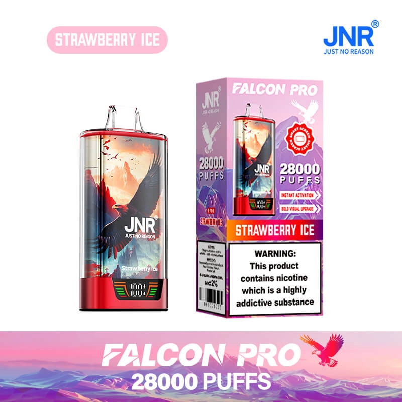 JNR Falcon Pro 28000 Puffs Disposable Vape Strawberry Ice Flavor, JNR 28k Puffs Vape EU Wholesale