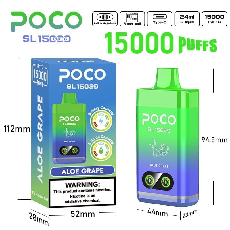 Alternative view of Poco SL 15000 Puffs | adjustable airflow, 0%-5% nicotine, bulk disposable vape