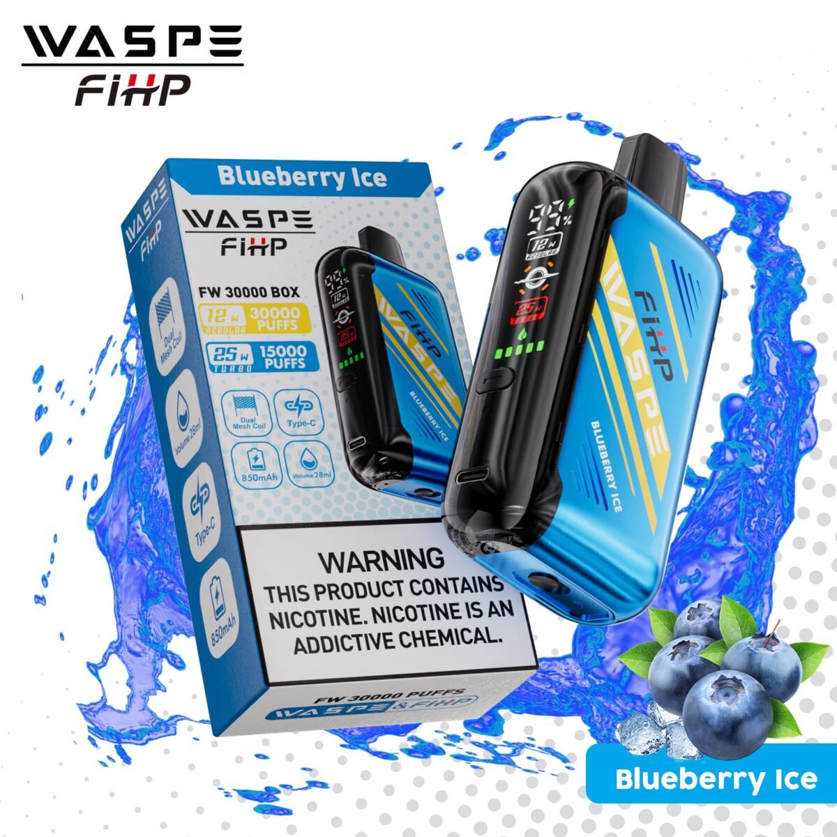 Alternative view of Waspe 30000 Puffs | 28mL, 850mAh, dual mesh, bulk disposable vape