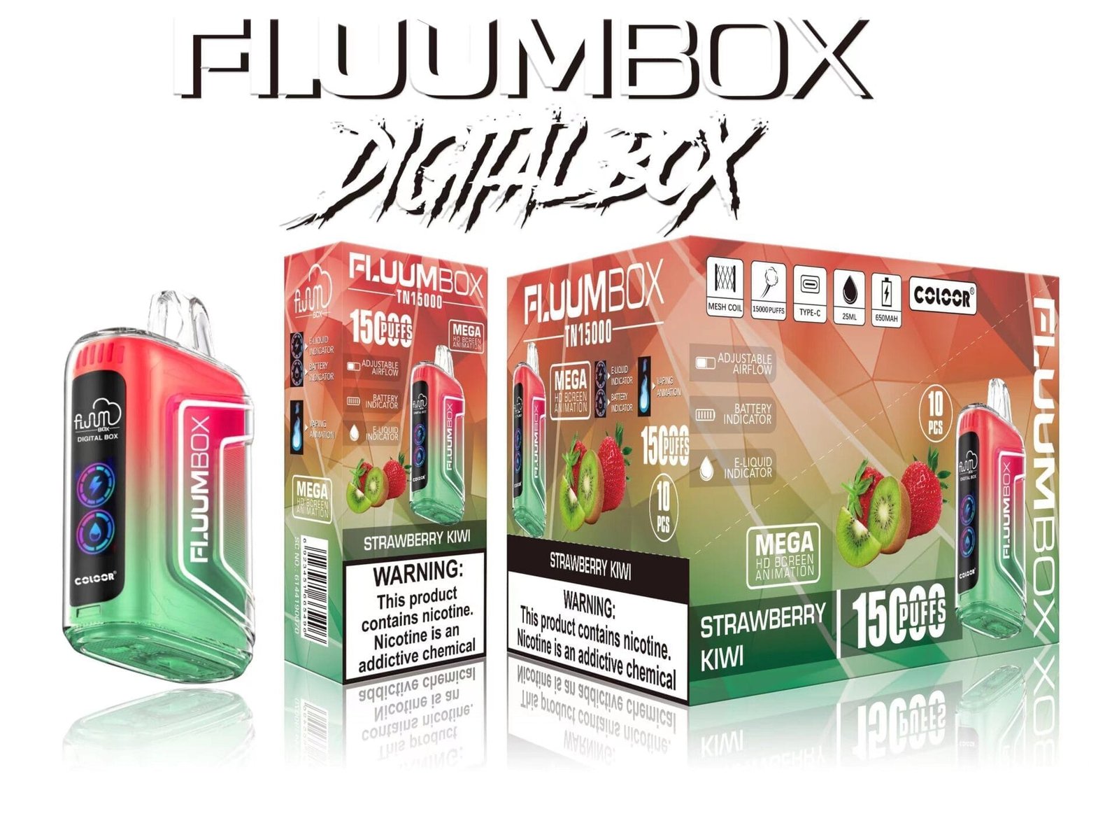 Fluum Digital Box TN 15000 Puffs | 0%-5% nicotine, rechargeable pen, bulk disposable vape – Bild 3