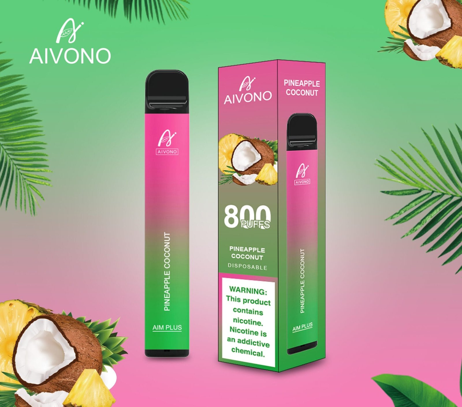 Aivono AIM Plus 800 Puffs | 0%-5% nicotine, 3.2mL, 550mAh, TPD certified, bulk disposable vape - Image 2