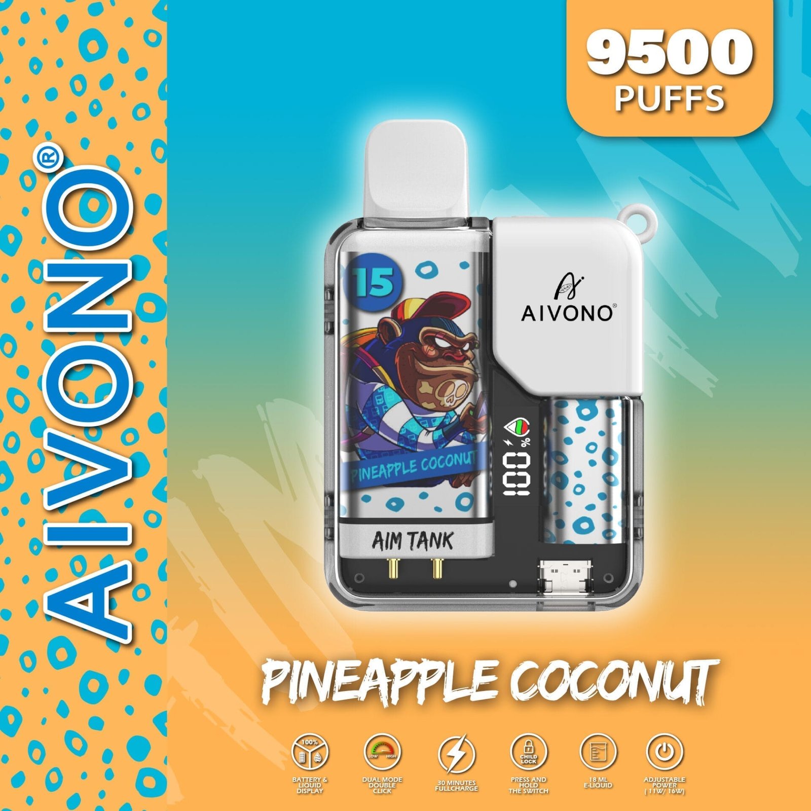 AIVONO AIM TANK 9500 Puffs | 0% to 5% nicotine bulk buy wholesale - Image 2
