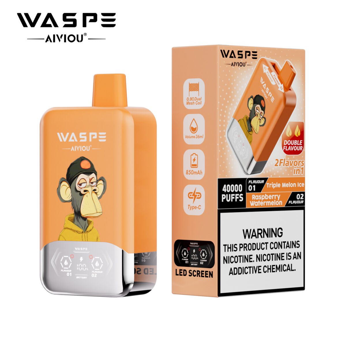 Alternative view of WASPE 40K Double Flavor Twins 40000 Puffs | dual flavor disposable vape