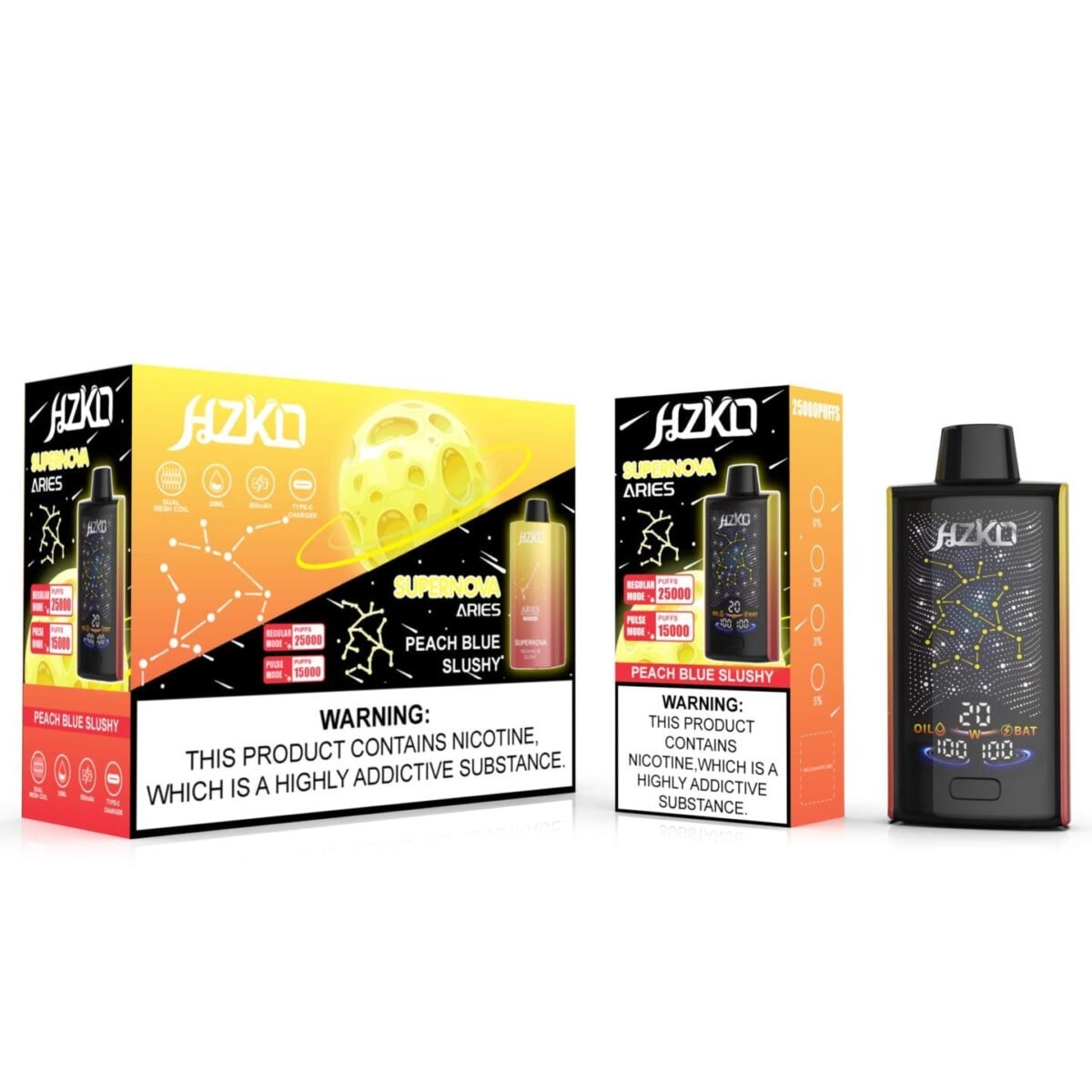 Alternative view of HZKO Supernova 25000 Puffs | 0%-5% nicotine, bulk disposable vape