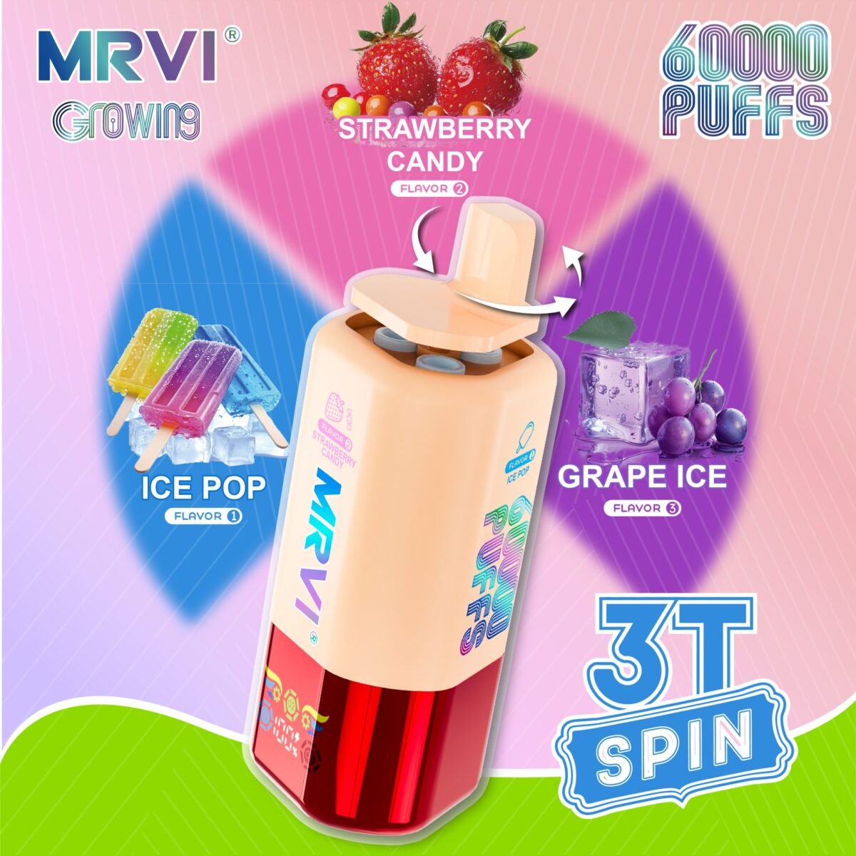 MRVI GROWING 60K 3T SPIN 60000 Puffs | triple flavor bulk disposable vape