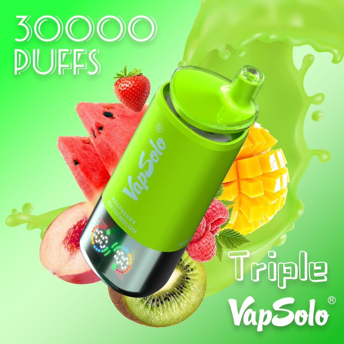 Alternative view of Vapsolo Triple 30000 Puffs | 3-in-1 flavor, 36mL e-liquid, LCD screen, bulk disposable vape