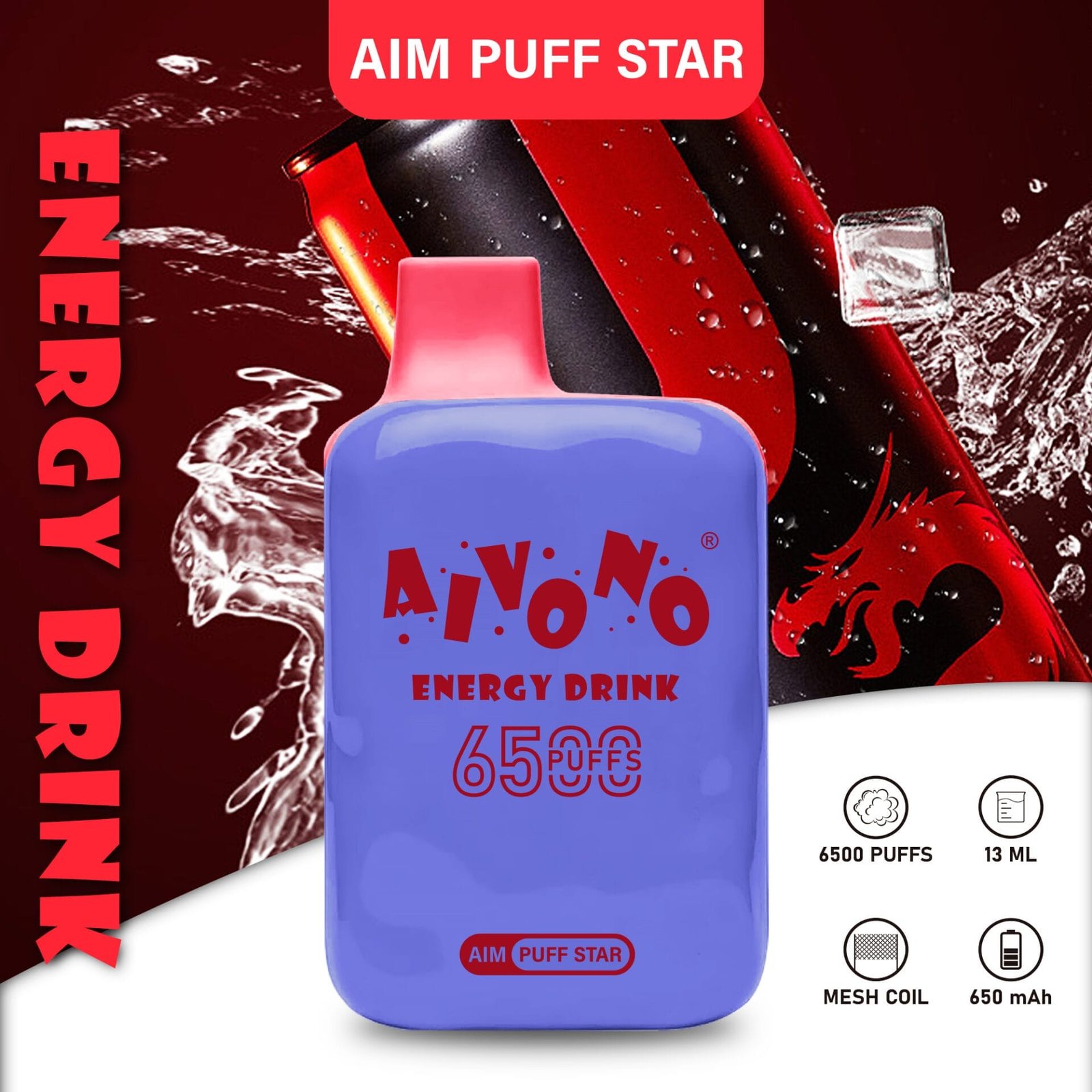 AIVONO Aim Puff Star 6500 Puffs | 0%-5% nicotine, 13mL, bulk disposable vape – Bild 2