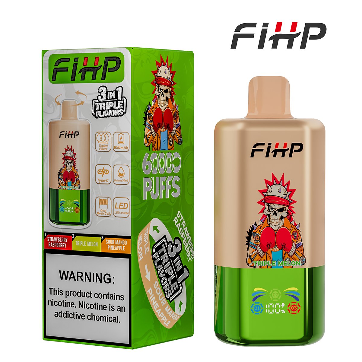 Alternative view of FIHP 60K Triple 3-in-1 | 60000 puffs triple flavor disposable vape wholesale