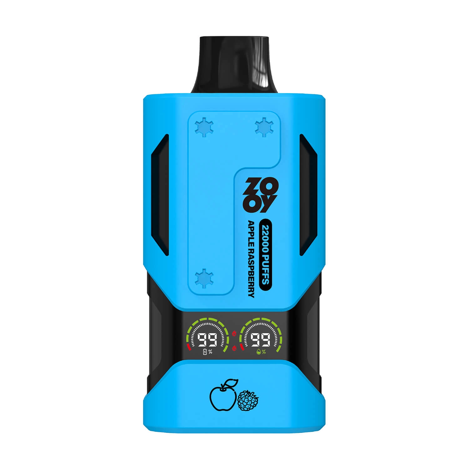 ZOOY 22000 Puffs Apple Raspberry Disposable Vape, Sky Blue Dual Mesh Coil Vape with Smart Display