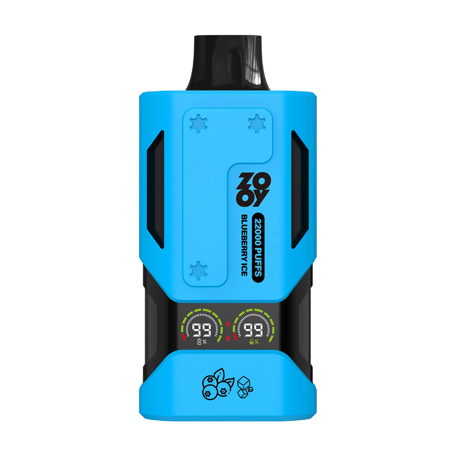 ZOOY 22000 Puffs Blueberry Ice Disposable Vape, Sky Blue Dual Mesh Coil Device with Smart Screen