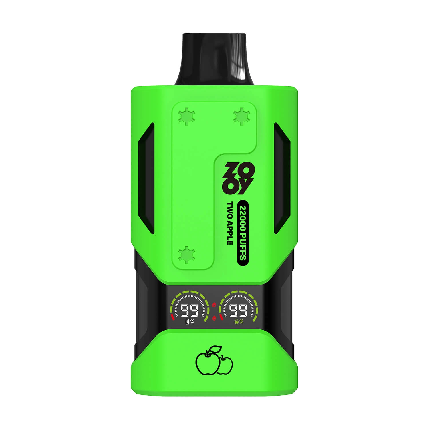 ZOOY 22000 Puffs Two Apple Disposable Vape, Green Dual Mesh Coil Vape with Smart Screen, 30ml E-liquid