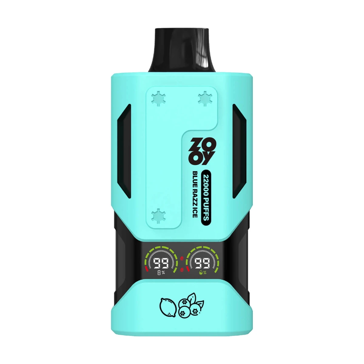 ZOOY 22000 Puffs Blue Razz Ice Disposable Vape, Mint Green Dual Mesh Coil Device with Smart Screen