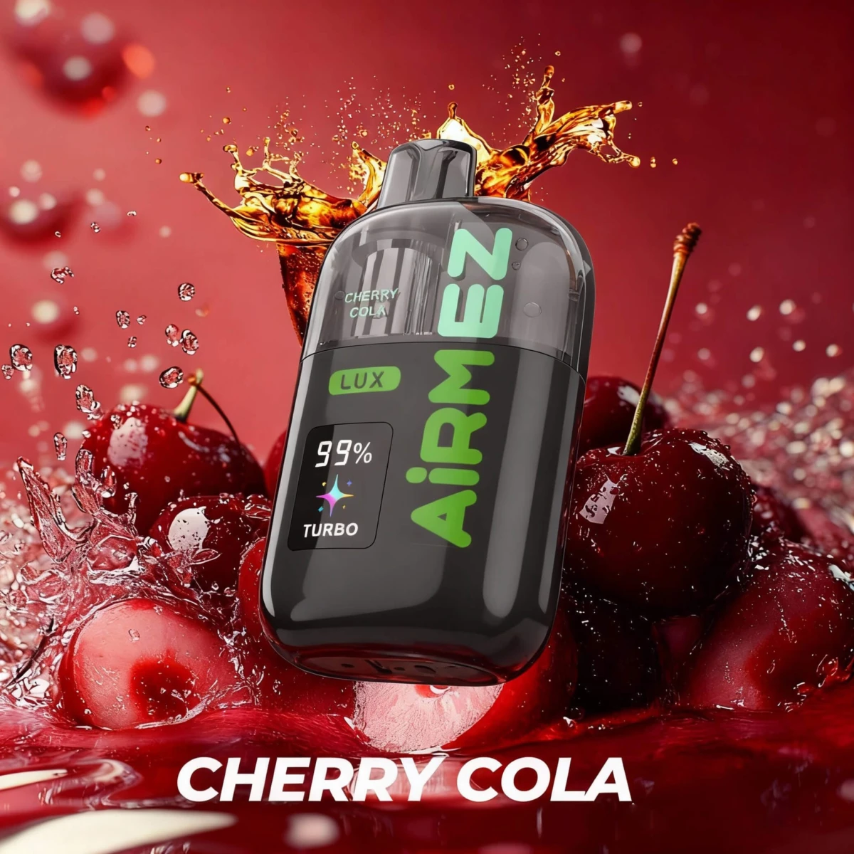 AIRMEZ LUX Disposable Vape Cherry Cola Flavor, Dual Mode LUX/TURBO, Smart LED Display, Type-C Rechargeable, Bulk E-Cig