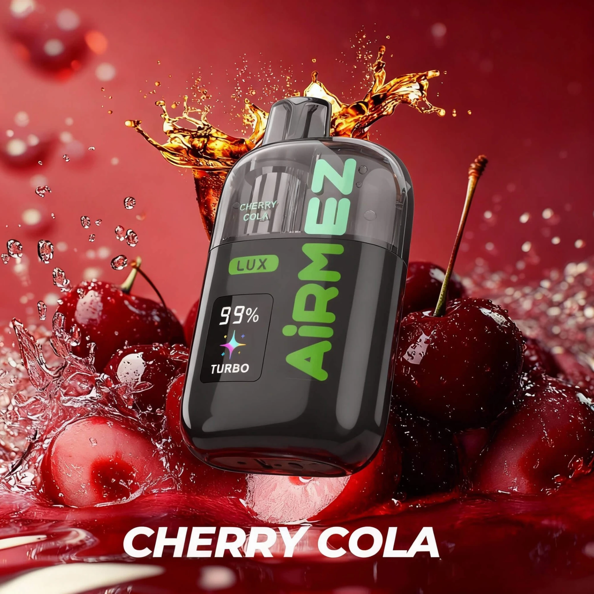 AIRMEZ LUX Disposable Vape Cherry Cola Flavor, Dual Mode LUX/TURBO, Smart LED Display, Type-C Rechargeable, Bulk E-Cig