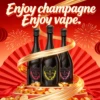 Collection of SOLARIS Champagne Vape disposable vapes in multiple fruit flavors, featuring champagne bottle design, vibrant fruit splash backgrounds, and premium disposable vape styling.
