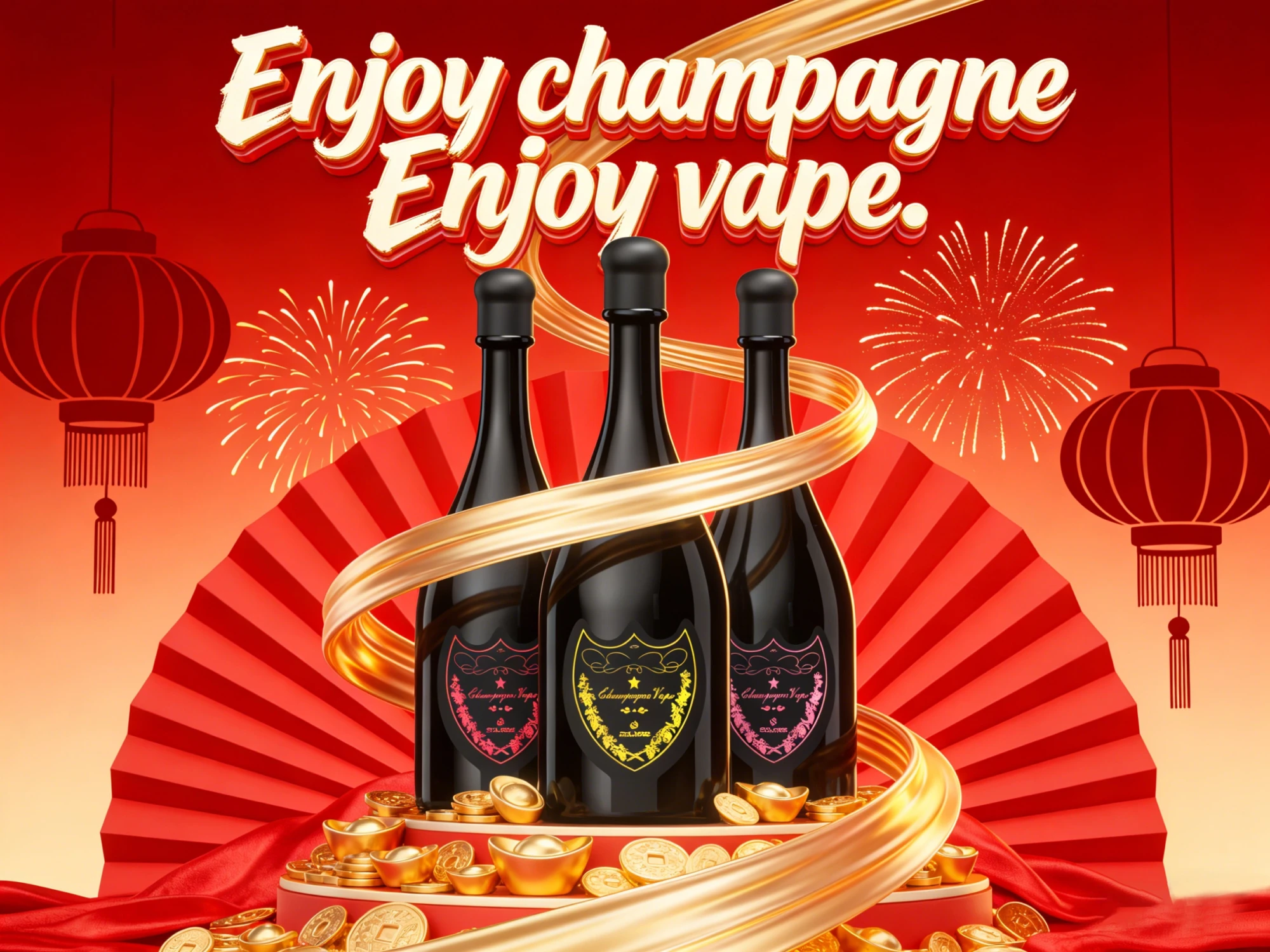 Collection of SOLARIS Champagne Vape disposable vapes in multiple fruit flavors, featuring champagne bottle design, vibrant fruit splash backgrounds, and premium disposable vape styling.
