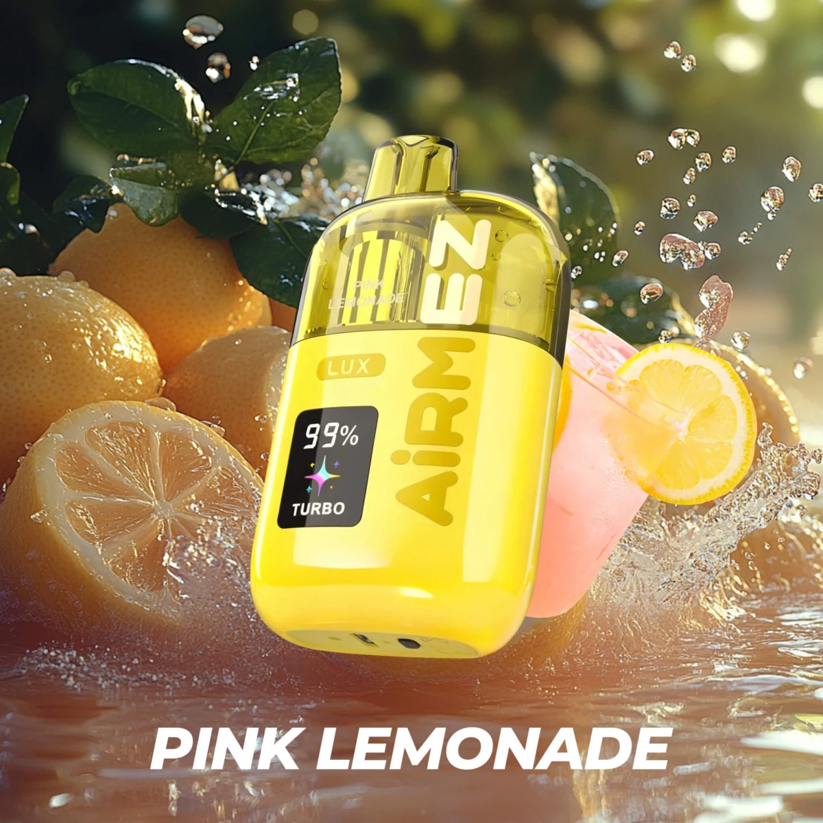 AIRMEZ LUX Disposable Vape Pink Lemonade Flavor, Dual Mode LUX/TURBO, Smart LED Display, Type-C Rechargeable, Bulk Wholesale E-Cig